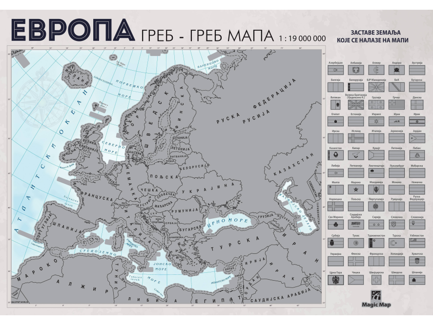 Greb-greb mapa Evropa
